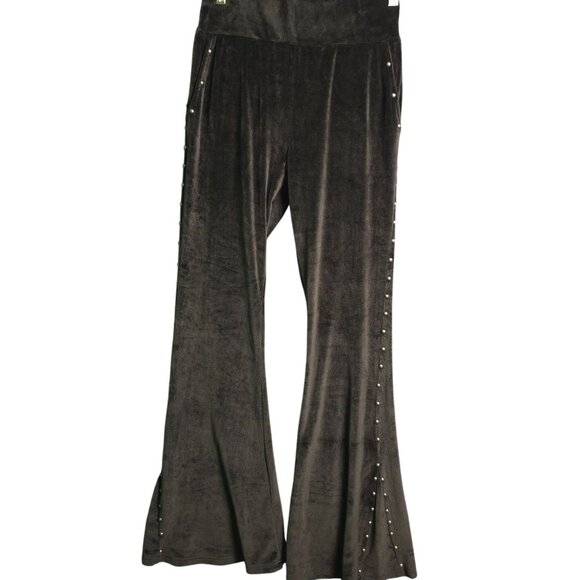 Crazy Train Pants - Crazy Train Womens Velvet Flare Pants With Pearl Studs - Medium
